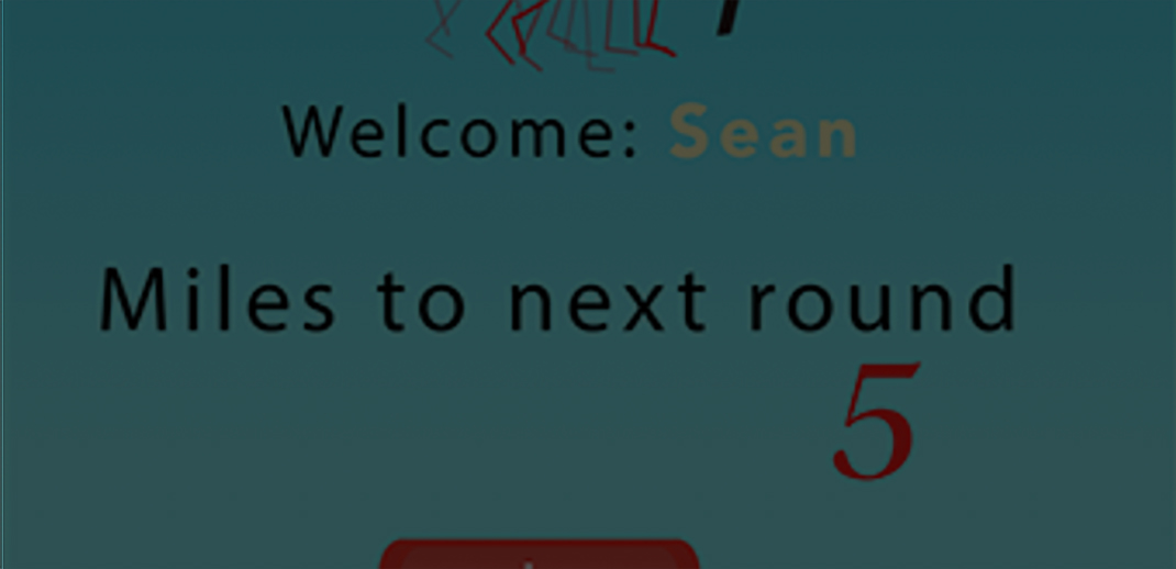 screen shot of the app's home page with miles to next question set