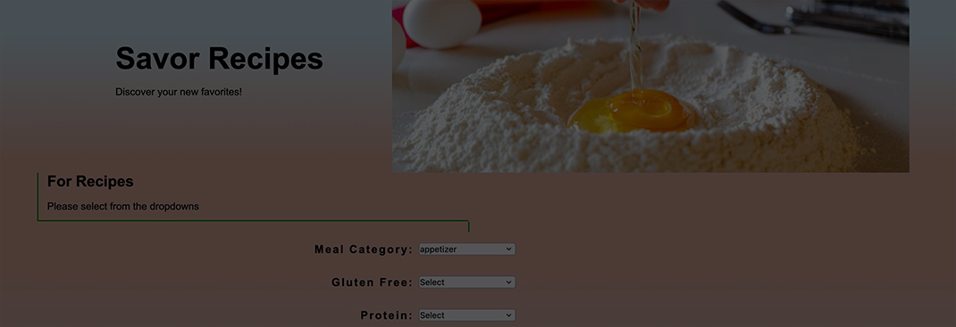 savor recipe form screen shot