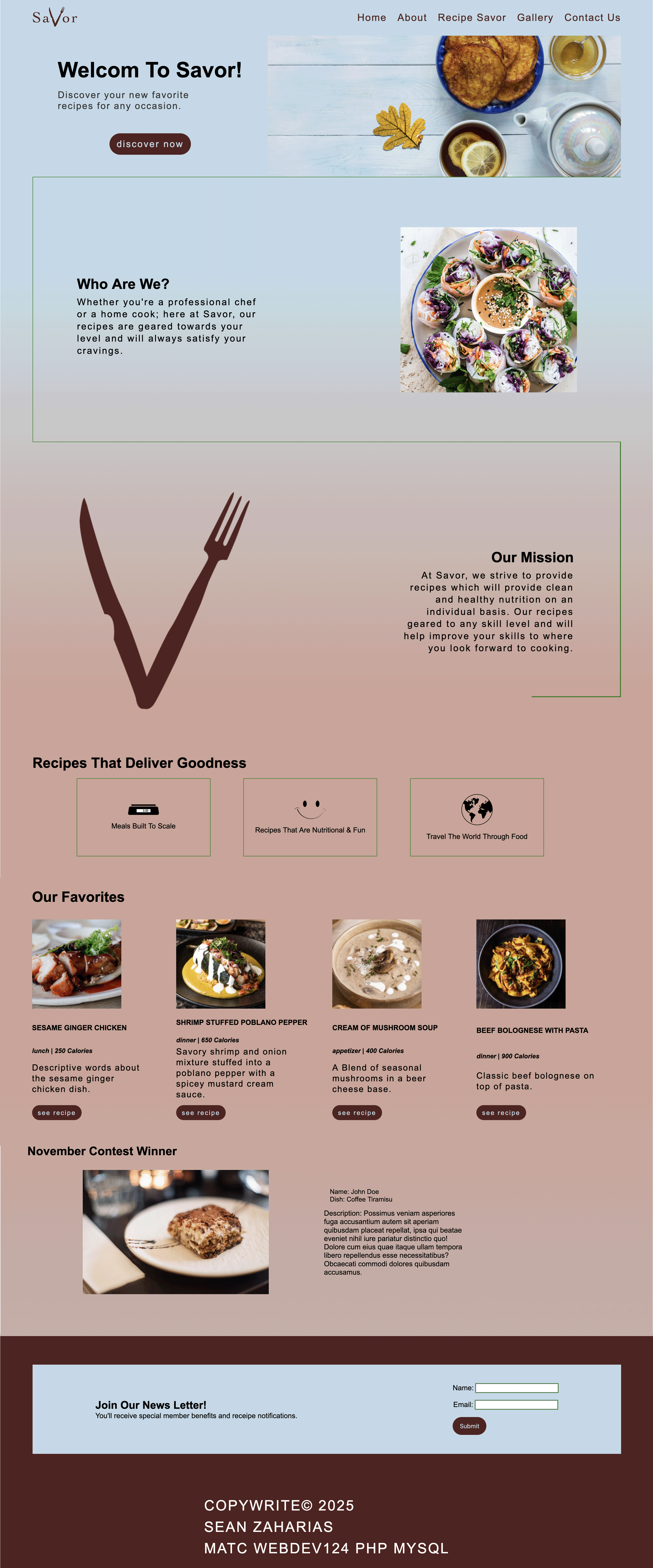 savor recipe blog site